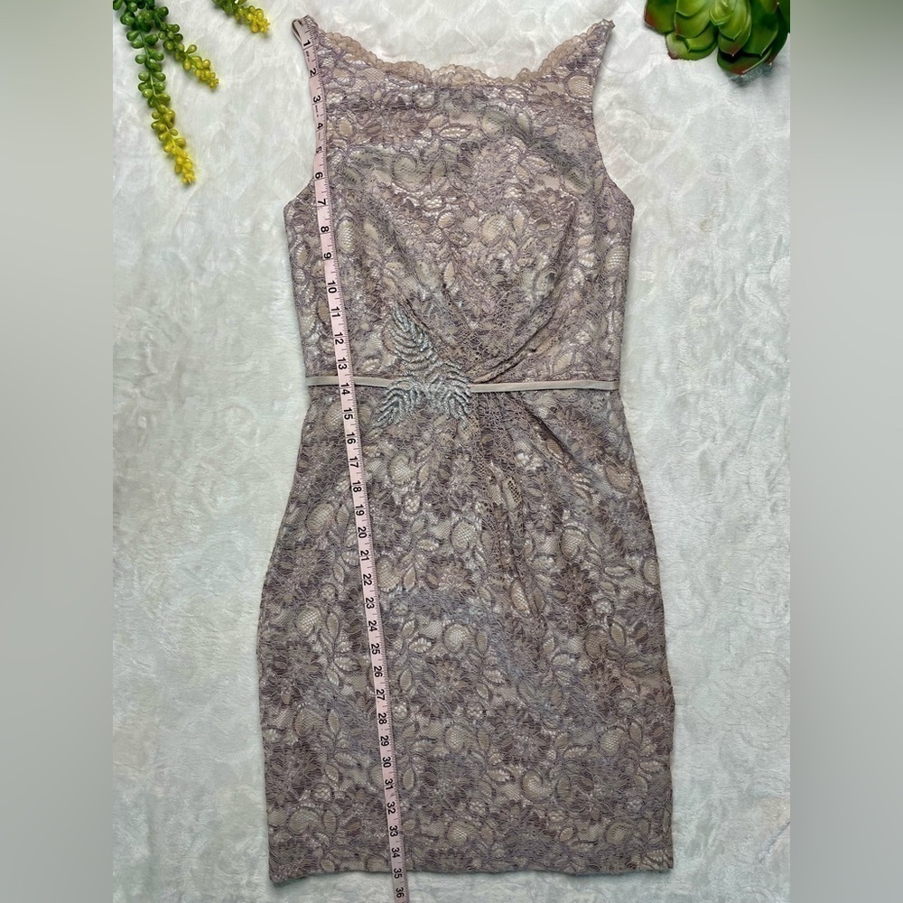 Zac Posen Truly Guipure Lace Sleeveless Special Occasion Dress in Gray Silver 2 - Picture 15 of 16